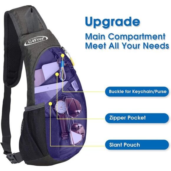 Sling Bags Men and Women Shoulder Backpack Small Cross Body Chest Sling Backpack - Picture 2 of 7